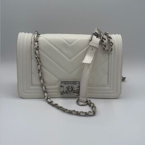 Badgley Mischka White Quilted Crossbody Bag